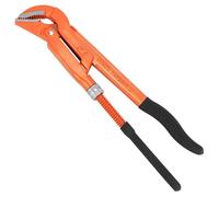 QWORK® Llave para tubos de esquina en ángulo de 45° - 40 mm 1 pulgada, mandíbula en S y dientes desplazados, hecha de acero al cromo vanadio