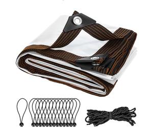 QWORK® Lona Transparente 2m x 3m, Lona Exterior Impermeable con Ojales y Cuerda, para jardín, Camping, Invernadero, Balcones