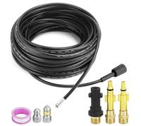 QWORK® Manguera para limpieza de tuberías 30M 180bar, desatascador tuberias a presion, incluido adaptador, compatible con serie K K2, K3, K4, K5, K6, K7 Hidrolimpiadora