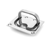 QWORK® - Manija empotrada para Barco de Acero Inoxidable 316, Escotilla Anillo de Elevación con 4 Tornillos de Montaje, manija de Armario para Armario, Mango de elevación