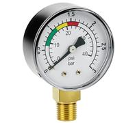 QWORK® Manómetro presión agua 1/4"BSPT, 0-3 Bar Ø53mm manometro con adaptador de latón, para piscinas y estanques de peces