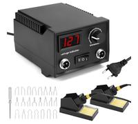 QWORK® Máquina de Pirograbado, 60 W Máquina de Pirograbado con Pantalla Digital, Juego de Quemador de Leña con 2 Bolígrafos de Leña