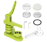 QWORK® Máquina para hacer botones con 100 juegos de suministros para hacer botones de 58 mm, molde intercambiable y cortador de papel redondo
