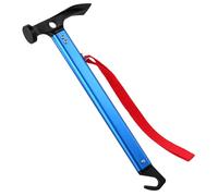 QWORK Martillo Camping 30.5 cm, Aluminio, Multifuncional con Removedor de Clavijas, Azul, 430 gramos