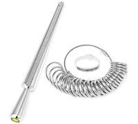 QWORK® Medidor de tamaños anillo, medidor de anillos metal, medidor de tamaños de anillos del Reino Unido y la UE de 41-76, cinta métrica para anillos