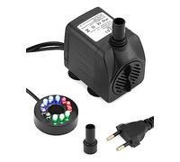 QWORK® Mini Bomba de Agua Sumergible, 800L/H, 15W, bomba de fuente interior con iluminación, con 4 colores cambiantes, para acuario, estanque, fuente,