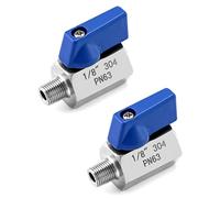QWORK Mini válvula de bola, 2Pack1/8" NPT hembra y macho rosca 304 válvula de cierre de acero inoxidable