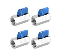 QWORK Mini válvula de bola, paquete de 4 válvulas de acero inoxidable de rosca NPT hembra y hembra de 1,27 cm para una válvula de cierre fiable