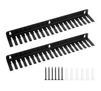 QWORK Organizador de cables para una gestión eficiente de cables, 19 ranuras cada una, paquete de 2, montaje en estante de pared, color negro, ideal para el hogar y la oficina, soporta varios cables