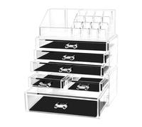 QWORK® Organizador de Maquillaje, Organizador de acrílico, Almacenamiento de Maquillaje, con 6 cajones, Transparente