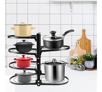 QWORK® Organizador de Sartenes y Ollas, Organizador de Ollas y Sartenes 6 Compartimentos Ajustables, Soporte para Sartenes