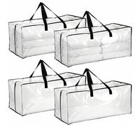 QWORK® Pack de 4 Bolsas de Mudanza y Almacenamiento Grande, 73 * 33 * 33 cm, con Cremalleras y Asas Resistentes