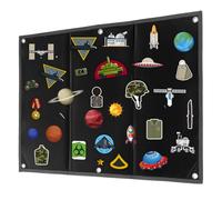 QWORK® Panel de exhibición parches tácticos, 60 x 45 cm negro estera de gancho para parches tácticos con ojales, para distintivos, estampillas y parches