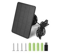 QWORK® Panel Solar 4W, con Adaptador Tipo C, con Cable de 3 Metros, para Cámara de Vigilancia Exterior, Resistente al Agua