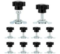 QWORK® Paquete de 10 racores de Tornillo para Carril de Amarre Carril de línea aérea - Accesorio Final M8x20 500daN con Tornillo de Mango de Estrella - Adecuado para Orificios de 20 mm de diámetro