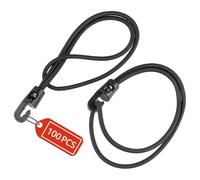 QWORK® Paquete de 100 Correas tensoras de 25 cm con Ganchos - Cuerda de Goma de 4 mm para Camping y tensores de Lona - Tensores de Goma Resistentes a la Intemperie en Negro