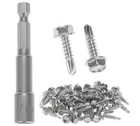 QWORK® Paquete de 150 tornillos autotaladrantes de 410 acero inoxidable de M4.2x16mm con 1 casquillo hexagonal