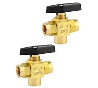 QWORK Paquete de 2 válvulas de bola de 3 vías NPT de latón de 1/4 pulgadas, accesorio de instrumento montado en panel de puerto L, NPT hembra