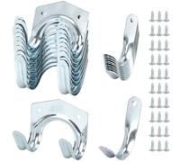 QWORK Paquete de 20 ganchos de almacenamiento de metal resistentes - 10 ganchos dobles 10 ganchos individuales con tornillos - ideal para cobertizo, garaje, jardín almacenamiento de herramientas