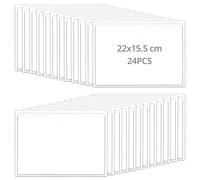 QWORK® Paquete de 24 Fundas Adhesivas para Tarjetas DIN A5 con Abertura Superior, Sujeción y Exhibición de Etiquetas/Fotos/Folletos