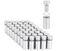 QWORK® Paquete de 40 espaciadores de pared para vidrio 12 x 25 mm, soportes de acero inoxidable para carteles, fotos y señalización, uso en interior y exterior
