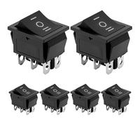 QWORK® Paquete de 6 interruptores basculantes ON-OFF-ON DPDT, 6 pines, 16 A 250 VAC, negro