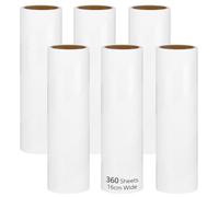 QWORK® Paquete de 6 Recambios (360 Hojas) de Rodillo Quitapelusas de 16 cm - Mayor Área de Limpieza - Extra Adhesivas