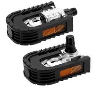 QWORK® Pedales de Bicicleta Pedales Plegables de ALU con reflectores, Rosca de 14mm(9/16"), a Prueba de óxido y Antideslizantes, para Pedelec, MTB y Bicicletas de Carrera.