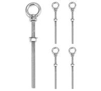 QWORK Perno de ojo roscados, paquete de 5 pernos de ojo de acero inoxidable de grado marino de 3/8 x 6 pulgadas de largo