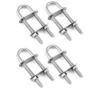 QWORK Perno en U para barco marino, 4 unidades, 3/8 pulgadas de diámetro, 3-1/2 pulgadas de longitud de rosca, acero inoxidable