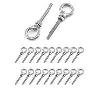 QWORK Pernos roscados, paquete de 20 pernos de ojo de hombro de acero inoxidable de grado marino de 1/4 x 2 pulgadas de largo