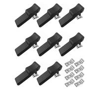 QWORK Pestillo de goma, paquete de 8 pestillos de almacenamiento frontales flexibles negros suaves con soporte oculto para refrigerador, caja de carga