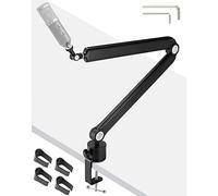 QWORK Pie de Microfono Diseño de Gestión de Cables, Capacidad de 2 kg Tornillo de 3/8 "5/8", Compatible con Blue Yeti Nano Snowball Ice