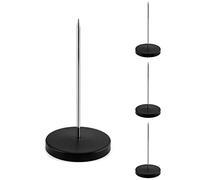 QWORK Pinchos para notas, para varilla de papel, tenedor de billetes, recibos,14cm, acero inoxidable, 4 unidades, negro