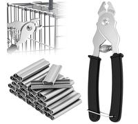 QWORK® Pinza para embutidos, grapadora para cercas con 1200 clips, alicates fijación alambre, para cercas y jaulas para animales