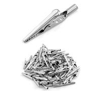 QWORK Pinzas de cocodrilo, 50 unidades de cables de prueba eléctrica, pinzas de cocodrilo de metal para trabajos de pruebas eléctricas de laboratorio, 50 mm