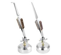 QWORK Pinzas de tercera mano, 2 unidades (rectas + curvadas) pinzas de soldadura y soldadura de joyería con base de rotación de 360°, kit de reparación de joyería
