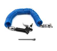 QWORK® Pistola compresor de aire con manguera de retroceso de 5 metros y conector rápido de 6 mm, Kit de limpieza de conexiones rápidas para camión Coche