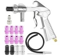 QWORK® pistola de chorro arena kit, con 12 boquillas, manguera de goma y conexión rápida para aplicaciones de limpieza versátiles