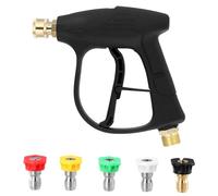 QWORK® Pistola limpiadora a presión con 5 puntas de boquilla, entrada de rosca M22-14, adaptador de conexión rápida de 1/4", 4000 PSI