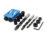 QWORK Plantillas de orificio de bolsillo, taladro de guía de carpintería de 15 grados, con guía de perforación de 6/8/10 mm