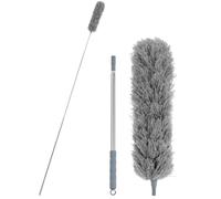 QWORK® Plumero telescópico de 2.5 m, Cabezal Flexible Ø16x40 cm, removedor de Polvo Lavable para techos Altos y más