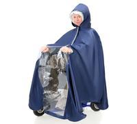 QWORK® Poncho de lluvia para scooters de movilidad, impermeable para silla de ruedas a prueba de viento e impermeable con capucha y panel transparente