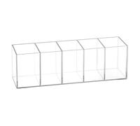 QWORK® Portalapices Escritorio de Acrílico Transparente, 5 Compartimentos - Organizador Multifuncional para rotuladores, Lápices y Brochas de Maquillaje