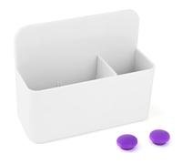 QWORK® Portalápices Magnético, 12,5x10x4,5 cm - Porta Lapices Organizador para Pizarra Frigorífico Hogar Cocina Oficina (Blanco)