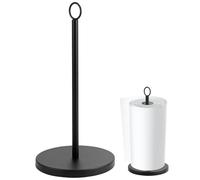 QWORK® Portarrollos Cocina, Portarrollos de Acero Inoxidable Negro, Soporte Papel Cocina con Base Pesada, para Mayoría de Tamaños de Rollos