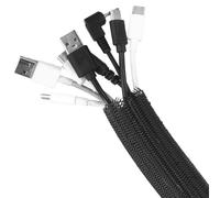 QWORK® Protector de Cables 2 m, 25-39 mm Tubo Revestimiento Cable Trenzado Autoenrollable Blanco, para Escritorio, TV, Computadora