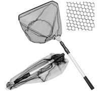 QWORK® Red de Pesca Telescópica Plegable de 1.5 M con Mango de Aleación de Aluminio, Ideal para Todo Tipo de Pesca