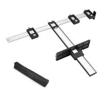 QWORK® Regla de posicionamiento de taladro con escalas métricas e imperiales - plantilla de perforación ajustable para ensamblar manijas en muebles