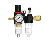 QWORK® Regulador de Presion de Compresor Aire, 1/4" Separador de Agua del Aceit con Manómetro para Compresor y Herramientas de Aire